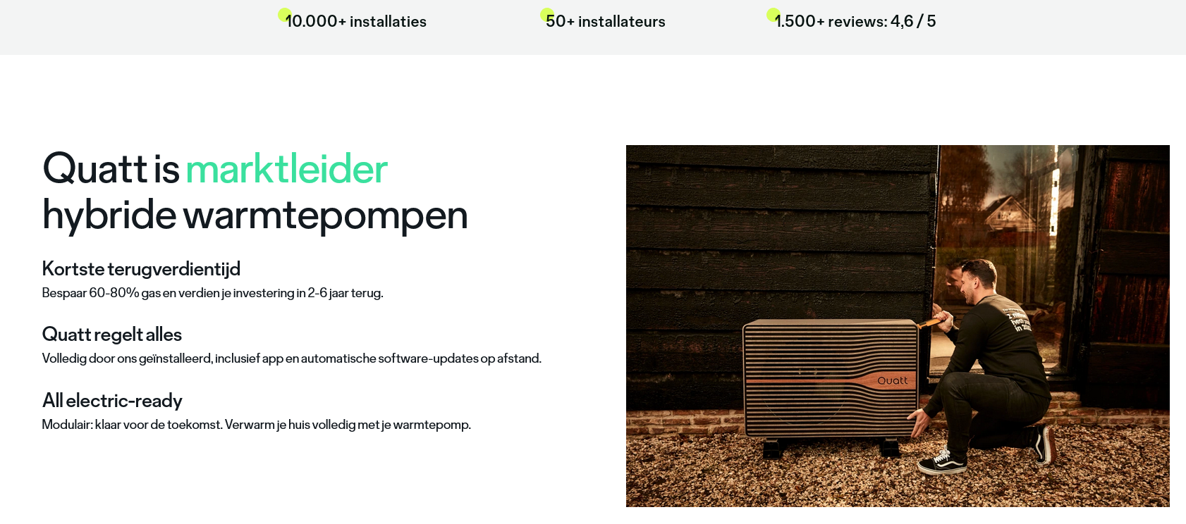 Quatt Website: Hybride Wärmepumpe